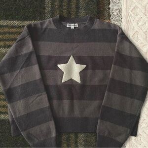 Gray Striped Sweater with White Star